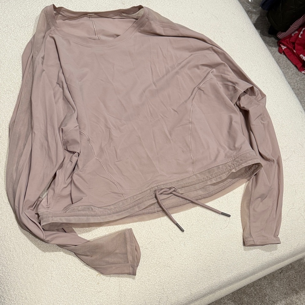 Lululemon Sheer Pink Long Sleeve Top with Drawstring
